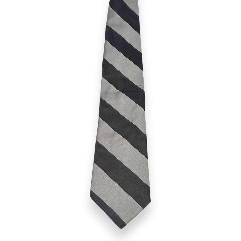 Ted Baker London Mens Silk‎ Tie 58 x 3.75 Silver Charcoal Stripe Hand Tailored